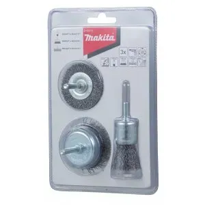 Makita D-66070 sada ocelových kartáčů s válcovou stopkou 3 ks v blistru