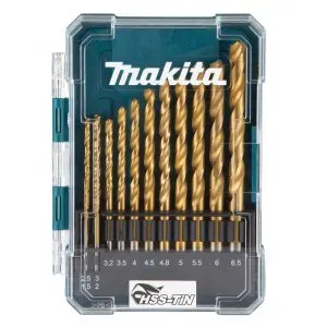 Makita D-72855 sada vrtáků s válcovou stopkou do kovu HSS-TiN 13 ks v plastové krabičce