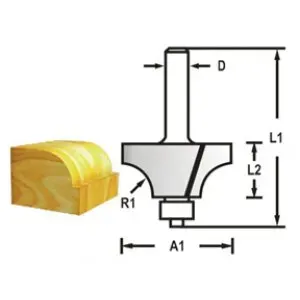 Makita D-48430 Zaoblovací fréza s ložiskem stopka 6 mm,17x8x49 mm R=2,3mm