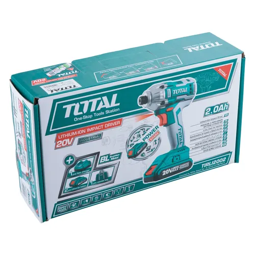 Utahovák rázový aku 1/4", brushless, 20v li-ion (2x), 2000mah, industrial TOTAL TIRLI2002