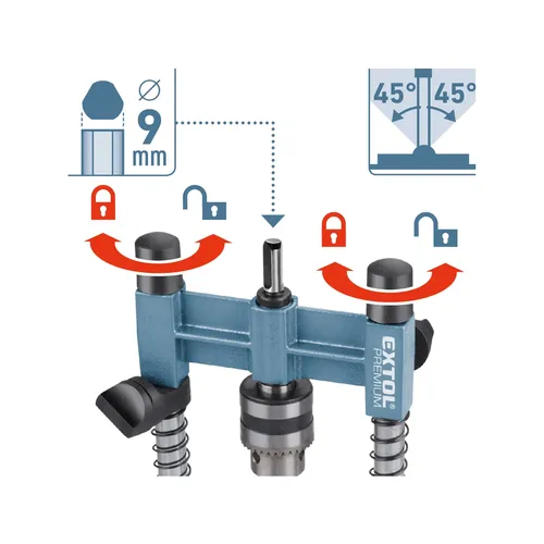 Stojan na vrtačku víceúčelový se sklíčidlem, o 1-10mm, o stopky 9mm EXTOL PREMIUM 8807005