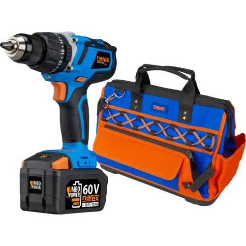 60V BRUSHLESS JUMBO POWER bezuhlíková příklepová vrtačka/šroubovák NAREX ASP 610-2B