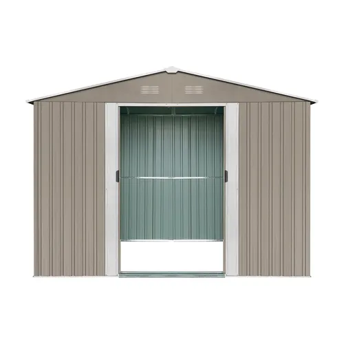Riwall PRO RMSA 12x10 Brown zahradní domek kovový 3 x 3,7 m se sedlovou střechou hnědý