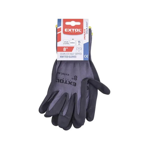 Rukavice nylonové, bezešvé, polomáčené v nitrilu, velikost 8" EXTOL PREMIUM 8856680