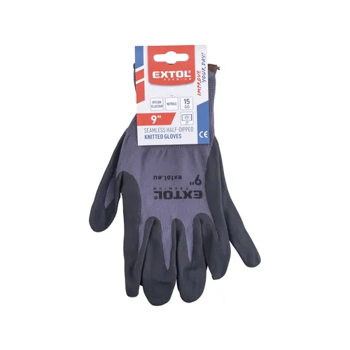 Rukavice nylonové, bezešvé, polomáčené v nitrilu, velikost 9" EXTOL PREMIUM 8856681
