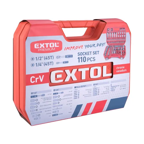 Hlavice nástrčné, sada 110ks, 1/4", 1/2" EXTOL PREMIUM 8818338