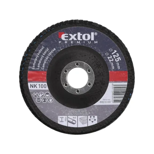 Zrušeno! nahrazeno výrobkem 8803475 kotouč lamelový šikmý korundový, p100, o 125mm EXTOL PREMIUM 8803330