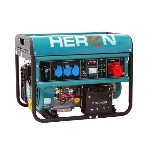 Zrušeno! nahrazeno výrobkem 8896420, elektrocentrála benzínová 15hp/6,8kw (400v) 5,5kw (230v), elektrický start HERON 8896120