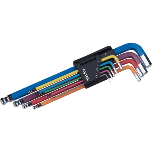 L-klíče imbus prodloužené barevné, sada 9ks, s kuličkou, 1,5-10mm, s2 FORTUM 8819316