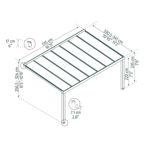 Palram - Canopia Stockholm 3,4 x 5,2 antracit luxusní hliníková (montovaná) pergola