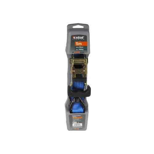 Zrušeno! nahrazeno výrobkem 8861143, pás upínací ráčnový s háky, 8m x 32mm, max. 400kg, pes EXTOL PREMIUM 8861128