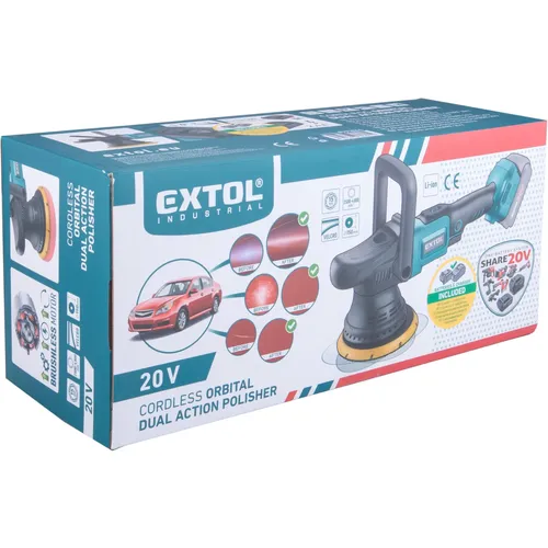 Leštička orbitální aku share20v, 150mm, brushless, 2ah EXTOL INDUSTRIAL 8791844