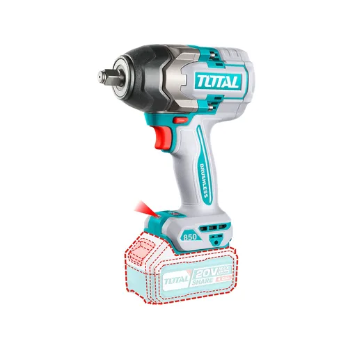 Utahovák rázový aku 1/2', brushless, 850nm, 20 v li-ion, bez baterie a nabíječky, industrial TOTAL TIWLI20851