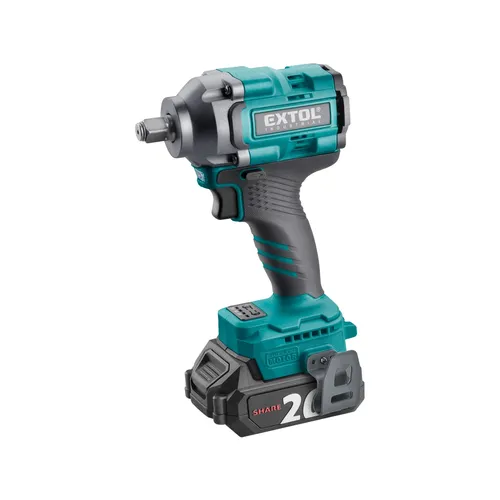 Utahovák rázový 1/2" aku share20v, 500nm, brushless, 2ah EXTOL INDUSTRIAL 8791814