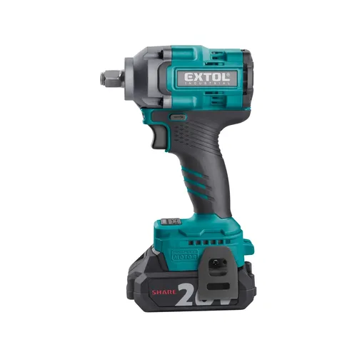 Utahovák rázový 1/2" aku share20v, 500nm, brushless, 2ah EXTOL INDUSTRIAL 8791814