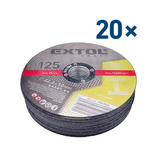 Kotouč řezný na kov 20ks, o 125x1,0x22,2mm EXTOL CRAFT 106903