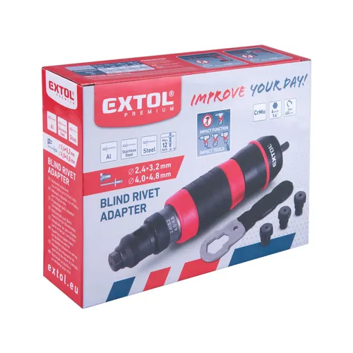 Nástavec nýtovací na vrtačku, pro trhací nýty 2,4-4,8mm, crmo EXTOL PREMIUM 8813752