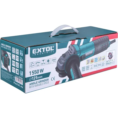 Bruska úhlová s regulací rychlosti, 125mm, brushless, 1550w EXTOL INDUSTRIAL 8792010