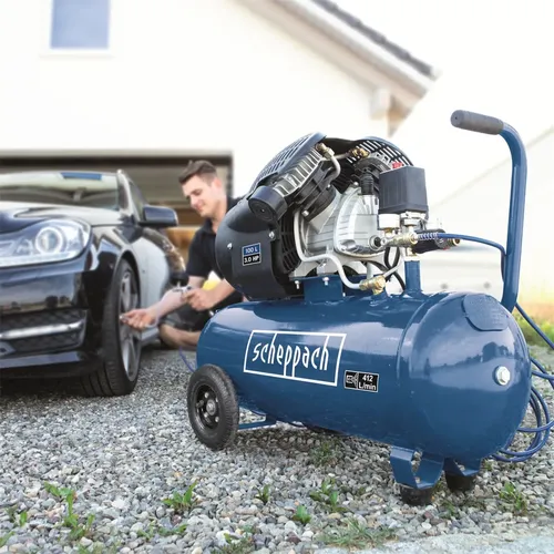 Scheppach HC 120 DC olejový dvouválcový kompresor 10 bar se vzdušníkem 100 l