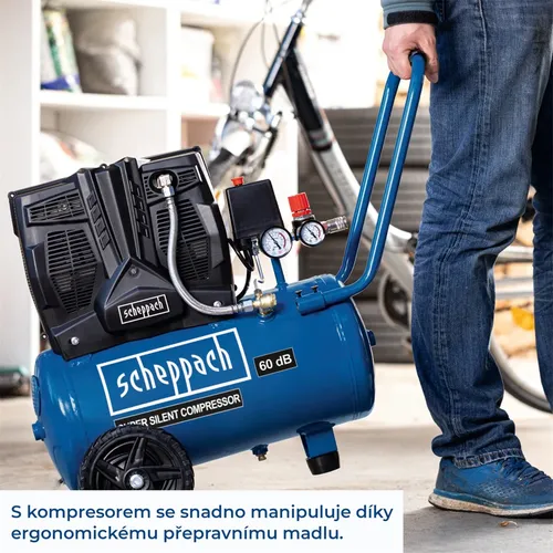 Scheppach HC 25 Si tichý bezolejový dvouválcový kompresor 24 l