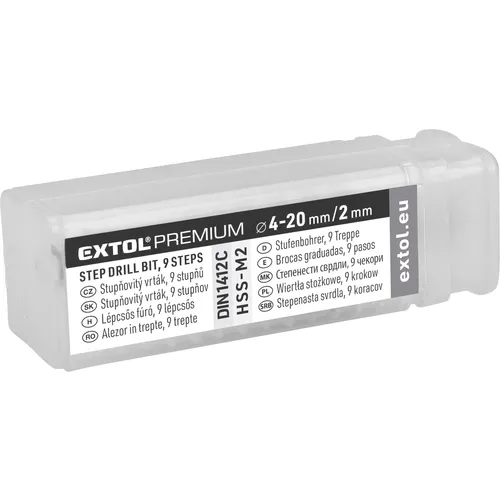 Vrták stupňovitý, o 4-20mm/po 2mm, hss-m2 EXTOL PREMIUM 8801162