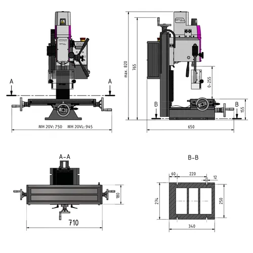 Vrtačko-frézka OPTImill MH 20 VLD 3338133 Optimum