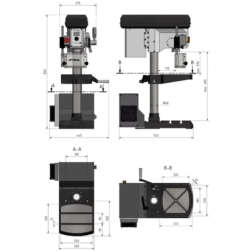Stolní vrtačka OPTIdrill DH 18 V 3020220 Optimum