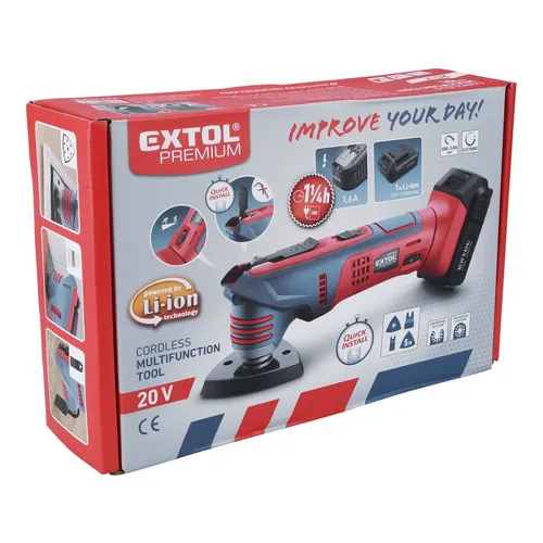 Bruska multifunkční aku share20v, rychloupínací, 20v li-ion, 2ah EXTOL PREMIUM 8891842