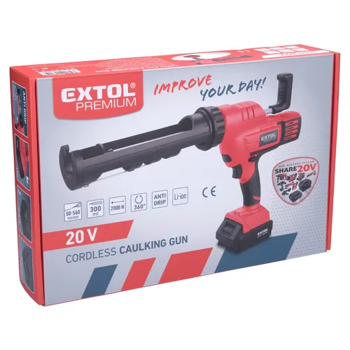 Pistole vytlačovací, vaničková aku share20v, 20v li-ion, 2ah EXTOL PREMIUM 8891864