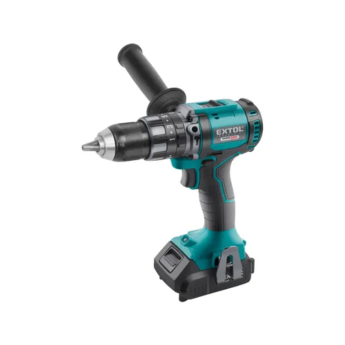Vrtací šroubovák aku s příklepem share20v, brushless, 20v li-ion, 2ah EXTOL INDUSTRIAL 8791802