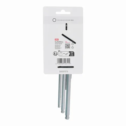 Imbusové klíče HEX dlouhé 9ks 1,5-10 s kuličkou Kreator KRTH21802