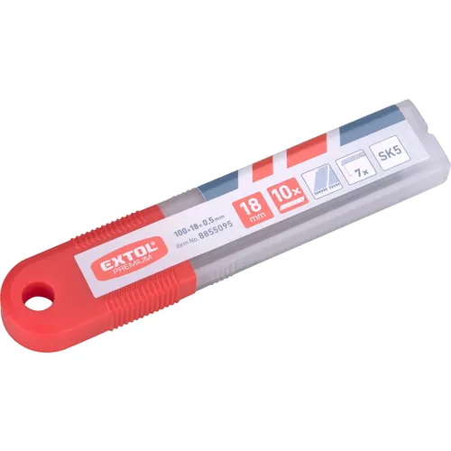 Břity ulamovací se zoubkovým ostřím 10ks, 18mm(tl.0,5mm/7s), sk5 EXTOL PREMIUM 8855095
