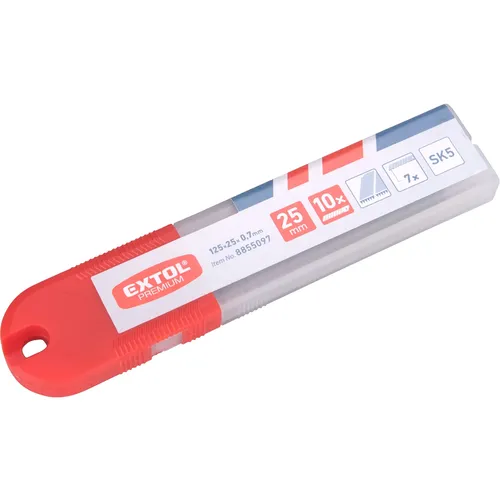 Břity ulamovací se zoubkovým ostřím 10ks, 25mm(tl.0,7mm/6s), sk5 EXTOL PREMIUM 8855097