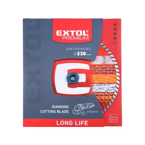 Zrušeno! nahrazeno výrobkem 8803055 kotouč diamantový řezný, turbo long life - suché i mokré řezání, 230x22,2x2,8mm EXTOL PREMIUM 108955