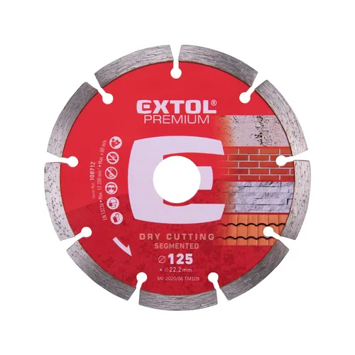 Zrušeno! nahrazeno výrobkem 8803012 kotouč diamantový řezný segmentový - suché řezání, o 125x22,2x2mm EXTOL PREMIUM 108712