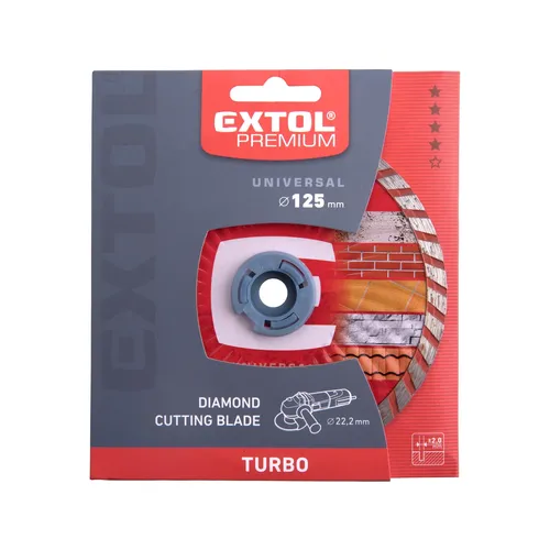 Zrušeno! nahrazeno výrobkem 8803052 kotouč diamantový řezný, turbo - suché i mokré řezání, o 125x22,2x2mm EXTOL PREMIUM 108752