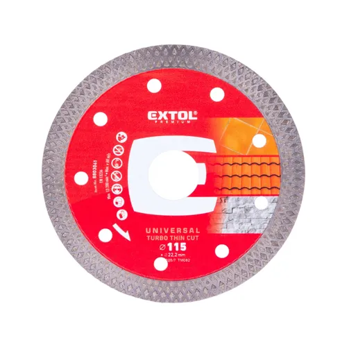 Kotouč diamantový řezný, turbo thin cut, suché i mokré řezání, o 115x22,2x1,2mm EXTOL PREMIUM 8803041