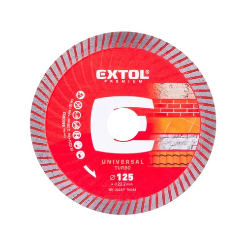 Kotouč diamantový řezný, turbo - suché i mokré řezání, o 125x22,2x2mm EXTOL PREMIUM 8803052