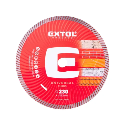 Kotouč diamantový řezný, turbo - suché i mokré řezání, o 230x22,2x2,6mm EXTOL PREMIUM 8803055