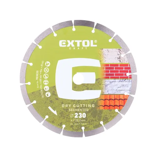 Kotouč diamantový řezný segmentový - suché řezání, o 230x22,2x2,6mm EXTOL CRAFT 903035