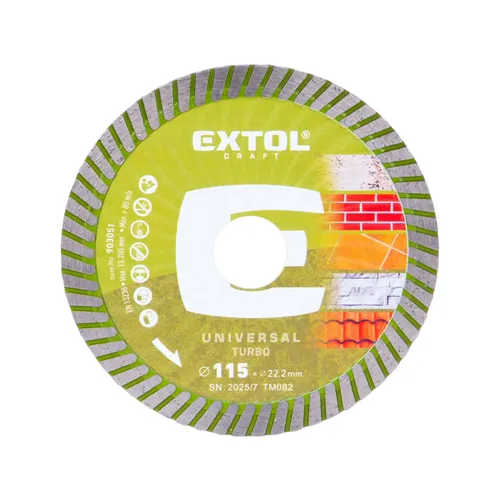 Kotouč diamantový řezný, turbo - suché i mokré řezání, o 115x22,2x2mm EXTOL CRAFT 903051