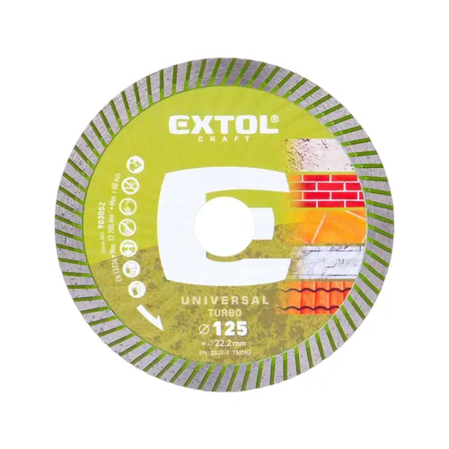 Kotouč diamantový řezný, turbo - suché i mokré řezání, o 125x22,2x2mm EXTOL CRAFT 903052