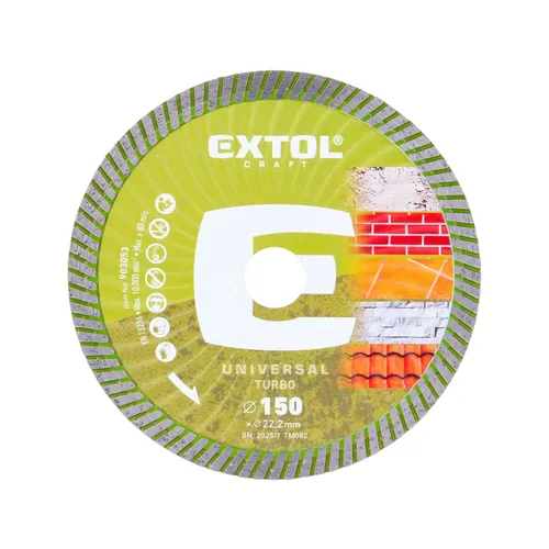 Kotouč diamantový řezný, turbo - suché i mokré řezání, o 150x22,2x2,4mm EXTOL CRAFT 903053