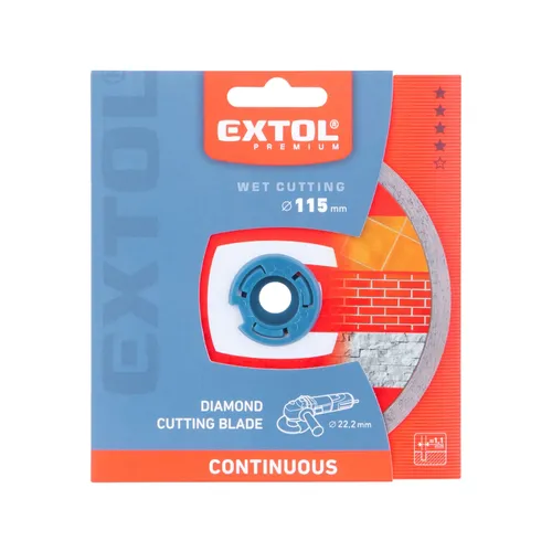 Kotouč diamantový řezný celoobv. extra tenký - mokré řezání, o 115x22,2x1,1mm EXTOL PREMIUM 8803021