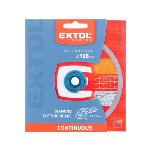 Kotouč diamantový řezný celoobv. extra tenký - mokré řezání, o 125x22,2x1,1mm EXTOL PREMIUM 8803022