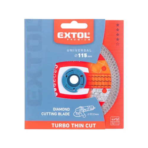 Kotouč diamantový řezný, turbo thin cut, suché i mokré řezání, o 115x22,2x1,2mm EXTOL PREMIUM 8803041