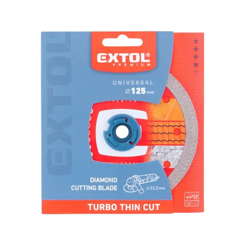 Kotouč diamantový řezný, turbo thin cut, suché i mokré řezání, o 125x22,2x1,4mm EXTOL PREMIUM 8803042