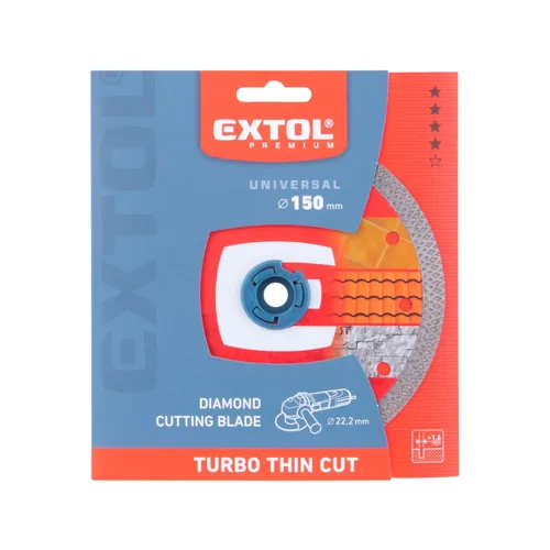 Kotouč diamantový řezný, turbo thin cut, suché i mokré řezání, o 150x22,2x1,6mm EXTOL PREMIUM 8803043