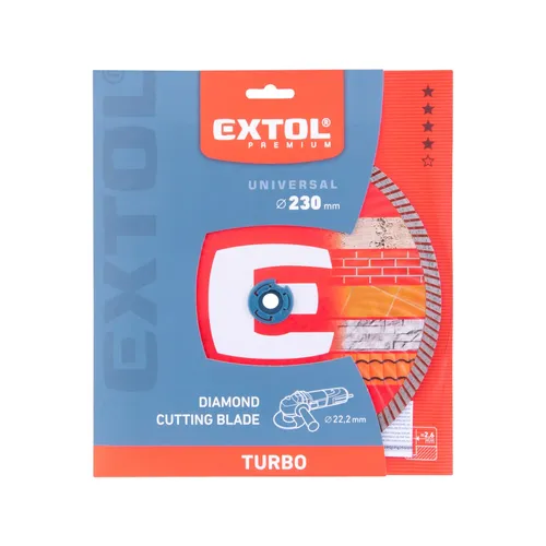 Kotouč diamantový řezný, turbo - suché i mokré řezání, o 230x22,2x2,6mm EXTOL PREMIUM 8803055