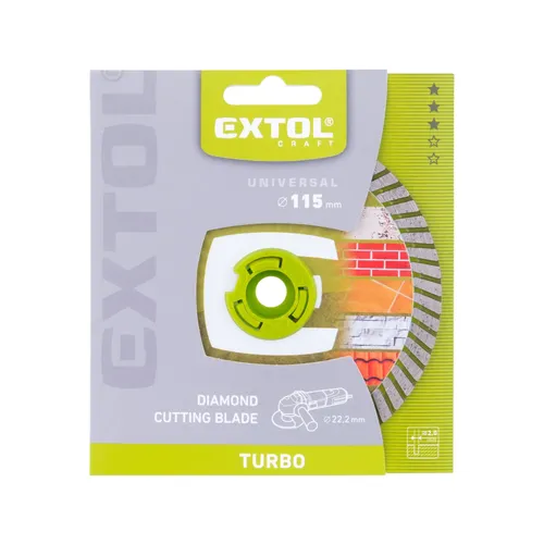 Kotouč diamantový řezný, turbo - suché i mokré řezání, o 115x22,2x2mm EXTOL CRAFT 903051